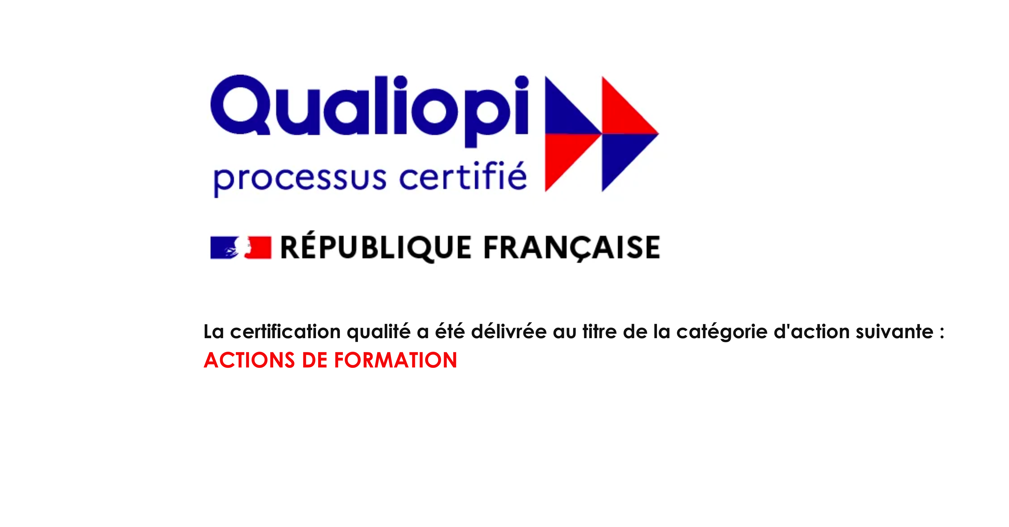 Logo Qualiopi processus certifié — actions de formation, organisme certificateur Certifopac
